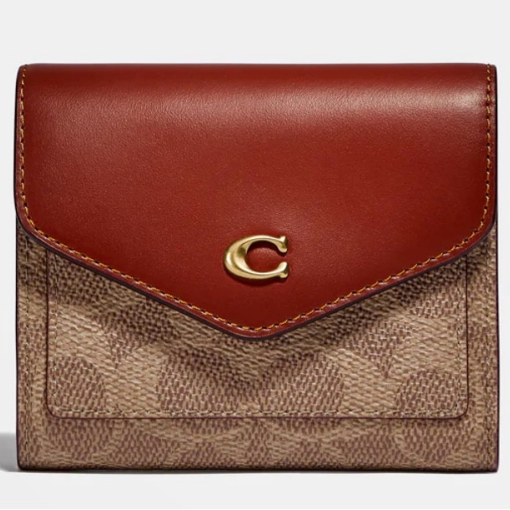 COACH Colorblock Coated Canvas Signature Wyn Small bifold wallet $147